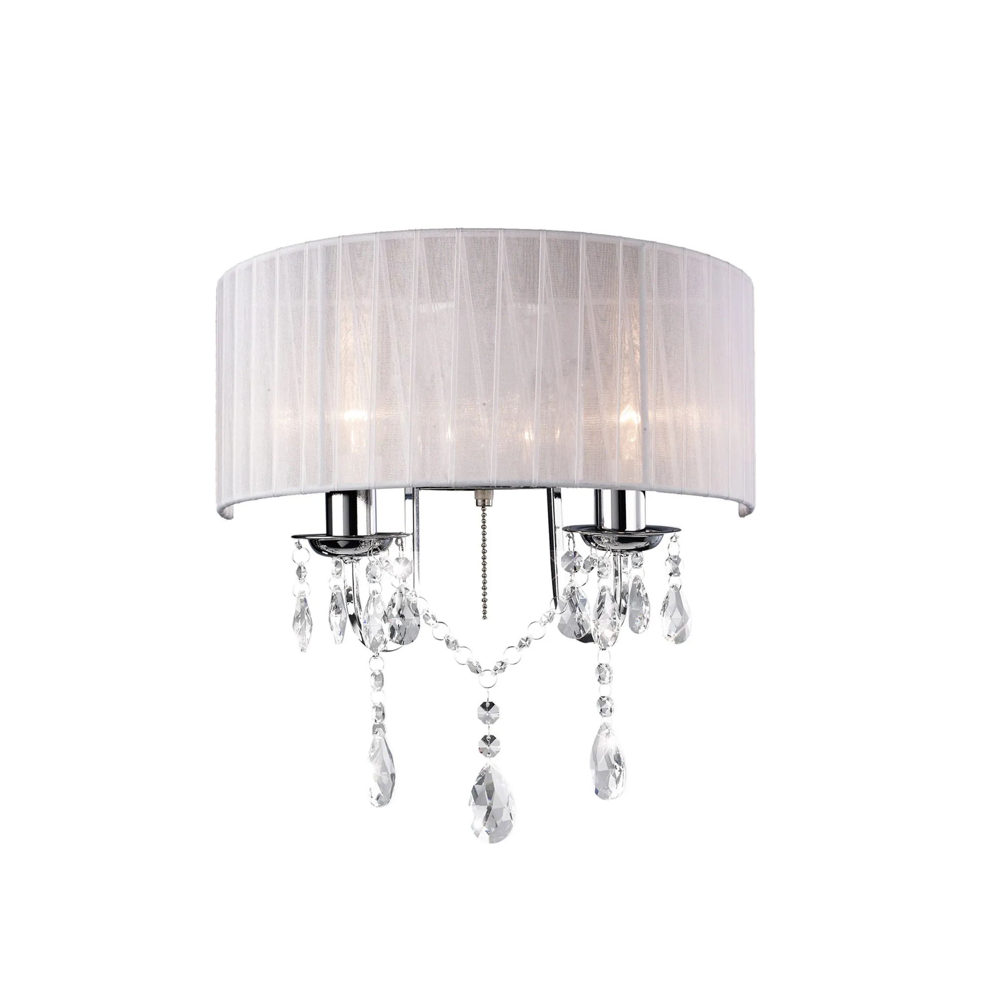 IL30061/WH  Olivia Crystal Switched Wall Lamp 2 Light